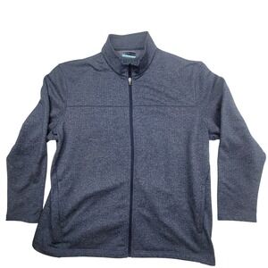 PGA TOUR Men's Full Zip Jacket XXL Herringbone Pattern Heathered Blue Athletic